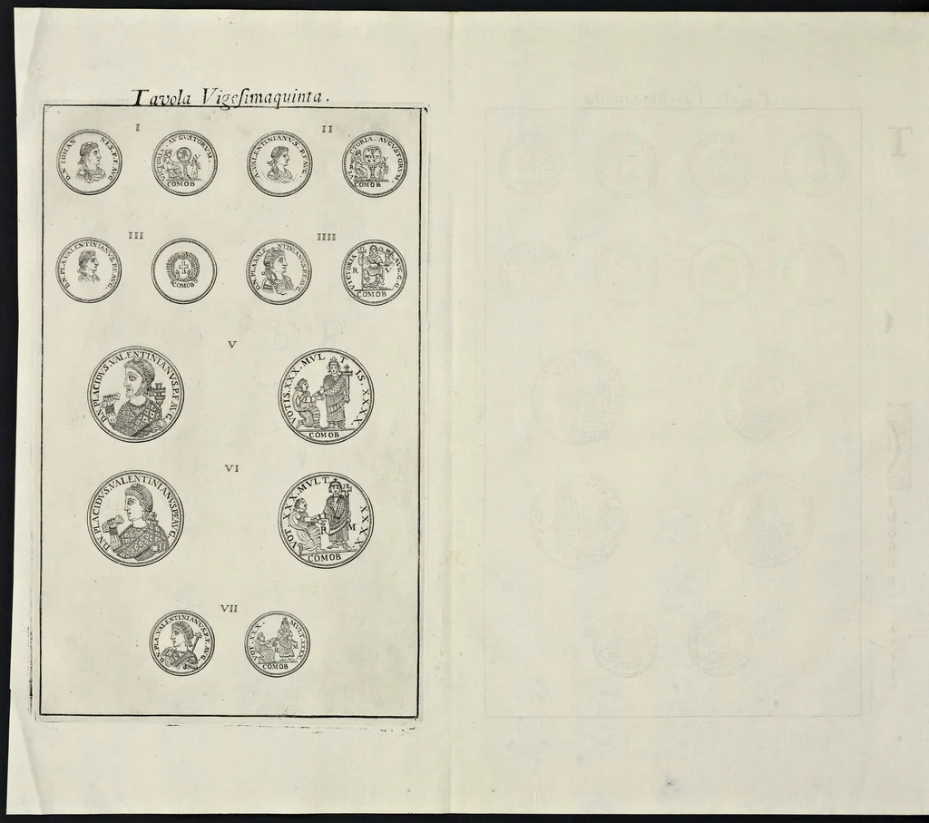 An illustration from I Cesari in oro, raccolti nel Farnese Museo e pubblicati colle loro congrue interpretazioni : tomo primo[-decimo], 1694, leaf 435