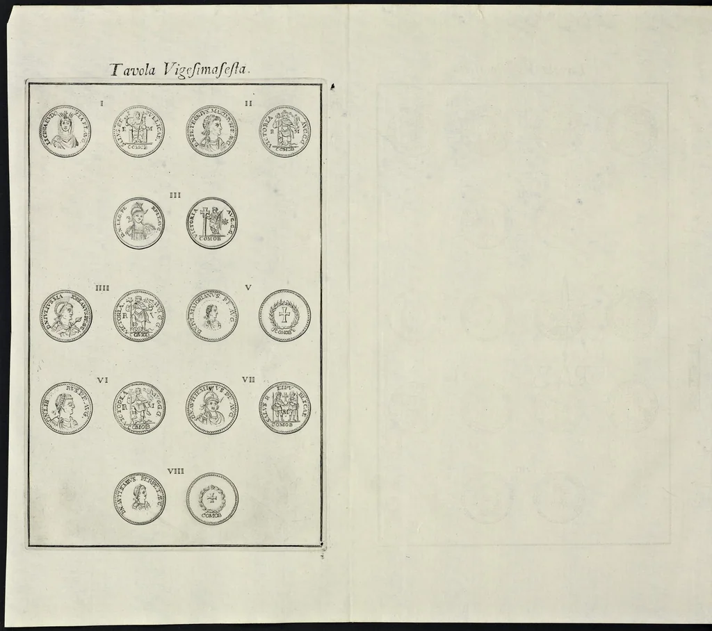 An illustration from I Cesari in oro, raccolti nel Farnese Museo e pubblicati colle loro congrue interpretazioni : tomo primo[-decimo], 1694, leaf 445