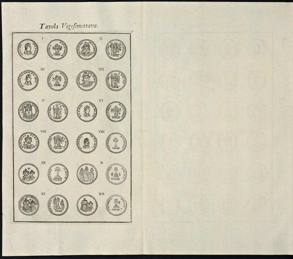 An illustration from I Cesari in oro, raccolti nel Farnese Museo e pubblicati colle loro congrue interpretazioni : tomo primo[-decimo], 1694, leaf 481