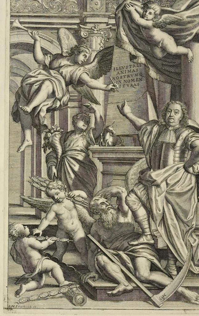 An illustration from I Cesari in oro, raccolti nel Farnese Museo e pubblicati colle loro congrue interpretazioni : tomo primo[-decimo], 1694, leaf 7