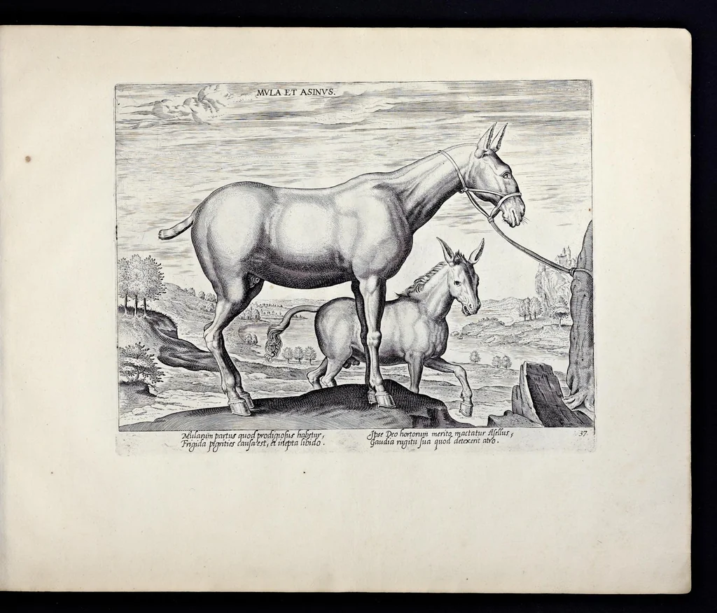 An illustration from Eqvile, sev, Specvlvm eqvorvm : in quo omnis generis generosissimorum equorum ex varijs orbis partibus insignis delectus, 1600, leaf 76
