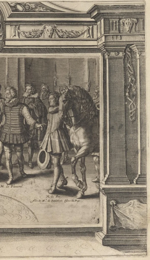 An illustration from L'Instrvction dv roy en l'exercice de monter à cheval, 1629, leaf 18