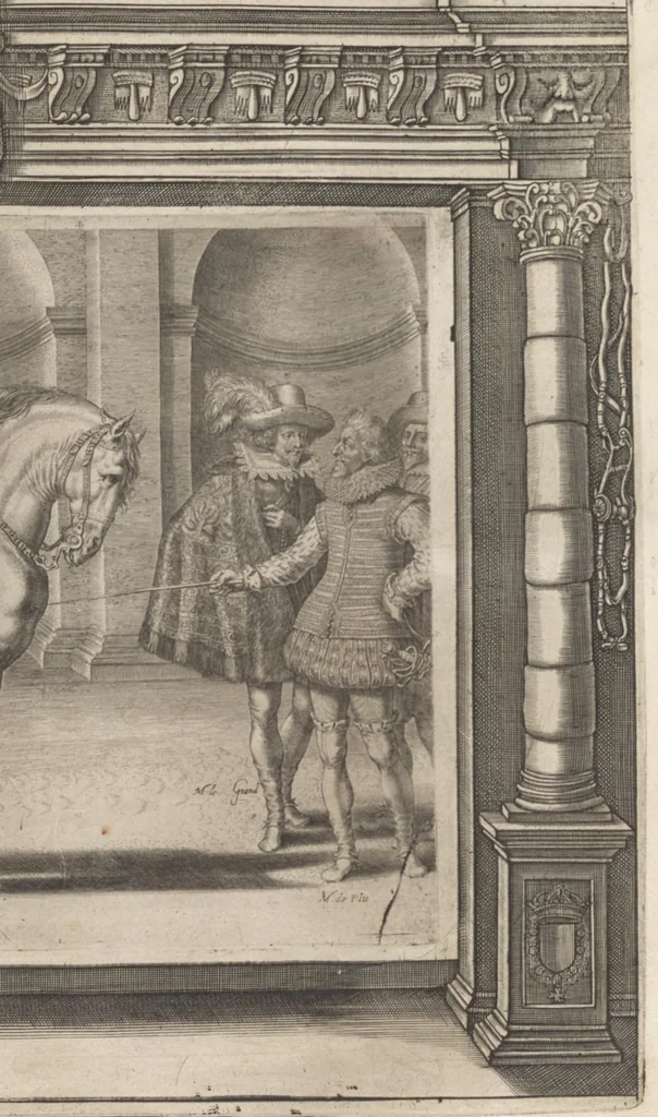 An illustration from L'Instrvction dv roy en l'exercice de monter à cheval, 1629, leaf 200