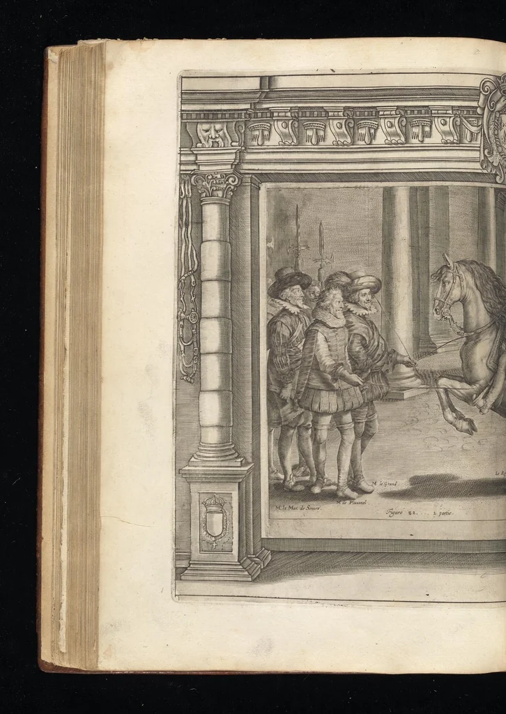 An illustration from L'Instrvction dv roy en l'exercice de monter à cheval, 1629, leaf 233
