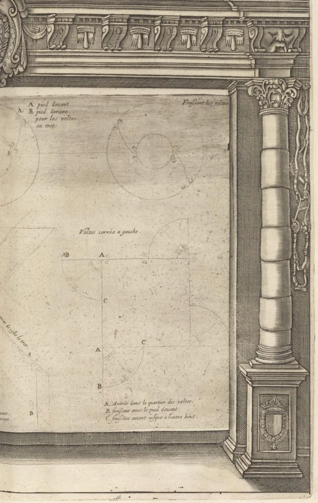 An illustration from L'Instrvction dv roy en l'exercice de monter à cheval, 1629, leaf 254