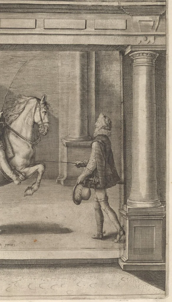 An illustration from L'Instrvction dv roy en l'exercice de monter à cheval, 1629, leaf 272
