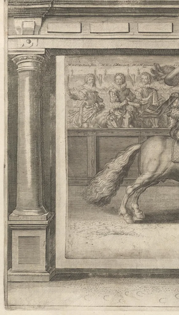 An illustration from L'Instrvction dv roy en l'exercice de monter à cheval, 1629, leaf 401