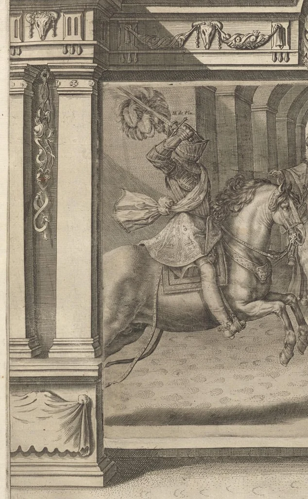 An illustration from L'Instrvction dv roy en l'exercice de monter à cheval, 1629, leaf 433