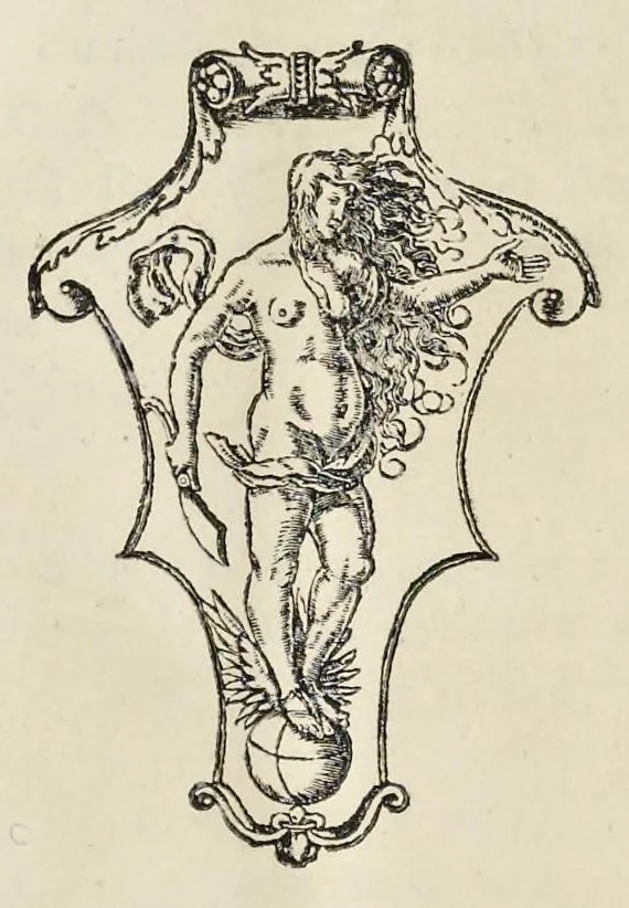 An illustration from D. Andreae Alciati ivrecons. clariss. Ad rescripta principvm commentarii ; De svmma trinitate ; De sacrosanct. eccles. ; De aedendo ; De in ivs vocando ; De pactis ; De transactionibvs ; accessit item, De quinq[ue] pedum praescriptione, lib. unus ; De magistratibus, ciuilibusq[ue], & militaribus officijs, lib. unus, partim Alciato, partim incerto authore, 1530, leaf 3