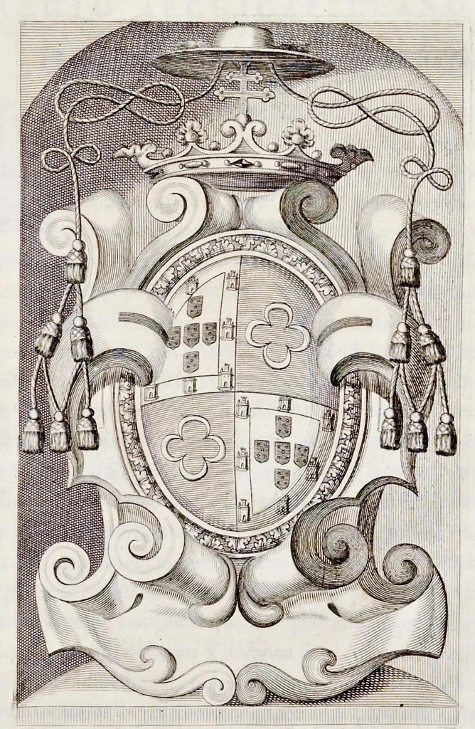 An illustration from Acta sanctae principis Ioannae, Ordinis Praedicatorum in monasterio Averiensi, filiae Alfonsi V Lusitanae regis, 1688, leaf 2