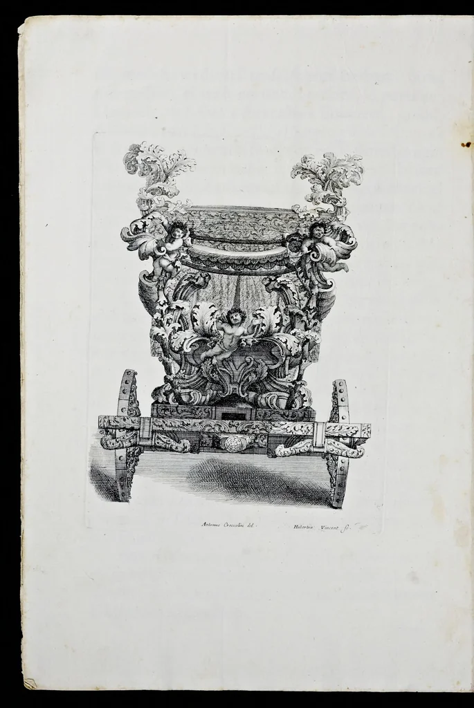 An illustration from Breve descrizzione e disegni delle carrozze dell'eccellentissimo signore Antonio Floriano, del S.R.I. prencipe di Liechtenstein ... caualiere della Chiaue d'oro di Sua Maesta Cesarea e suo ambasciadore alla Sede Apostolica, 1694, leaf 19