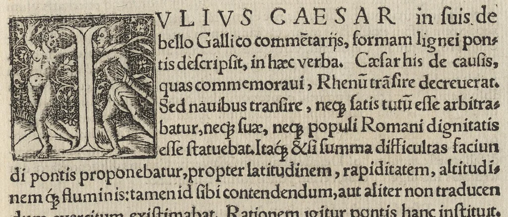 An illustration from Io. Bvteonis delphinatici Opera geometrica, qvorvm titvli seqvvntur. De arca Noe, cuius formae, capacitatisq[ue] fuerit. De sublicio ponte Caesaris. Confutatio quadraturae circuli ab Orontio Finaeo factae. Ad locum Quintiliani geometricum explanatio. Ad problema cubi duplicandi. De fluentis aquae mensura. Emendatio figurationis organi a Columella descripti. De libra et statera. De precio margaritarum. In ivre civili: De fluuiaticis insulis secundum ius civile diuidendis, vbi confutatur Tyberias Bartoli. De diuisione fructus arboris in confinio natae. Geometriae cognitionem iureconsulto necessariam. Ad legem Papiniani, diuortio. Ad legem Iuliani, si ita scriptum. Ad legem Aphricani, qui quadringenta, 1554, leaf 36