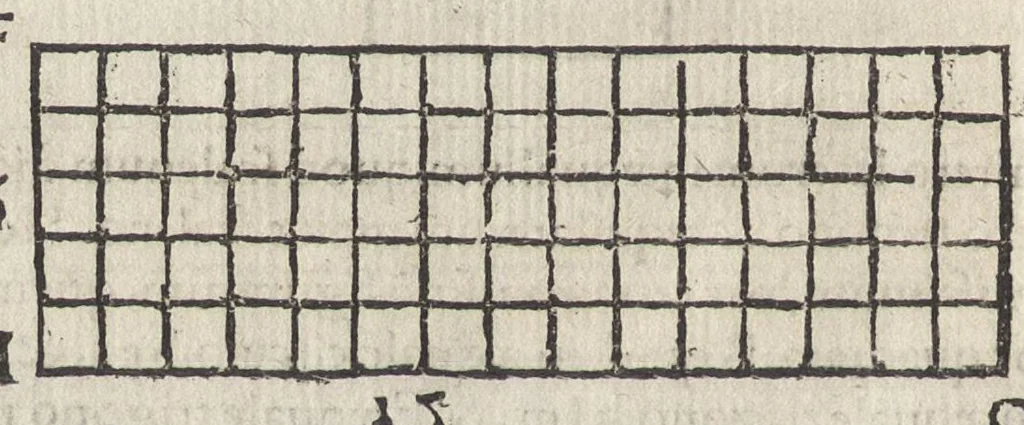 An illustration from Io. Bvteonis delphinatici Opera geometrica, qvorvm titvli seqvvntur. De arca Noe, cuius formae, capacitatisq[ue] fuerit. De sublicio ponte Caesaris. Confutatio quadraturae circuli ab Orontio Finaeo factae. Ad locum Quintiliani geometricum explanatio. Ad problema cubi duplicandi. De fluentis aquae mensura. Emendatio figurationis organi a Columella descripti. De libra et statera. De precio margaritarum. In ivre civili: De fluuiaticis insulis secundum ius civile diuidendis, vbi confutatur Tyberias Bartoli. De diuisione fructus arboris in confinio natae. Geometriae cognitionem iureconsulto necessariam. Ad legem Papiniani, diuortio. Ad legem Iuliani, si ita scriptum. Ad legem Aphricani, qui quadringenta, 1554, leaf 59