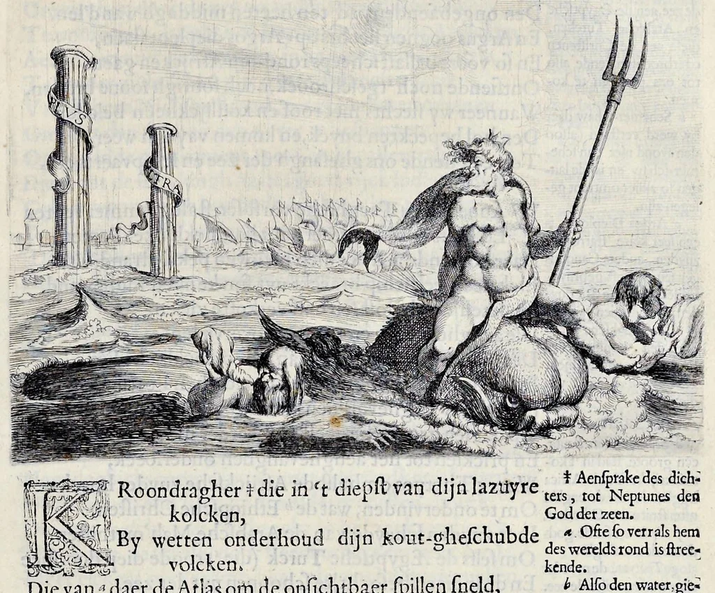 An illustration from Der zee-vaert lof : handelende vande gedenckwaerdighste zeevaerden met de daeraenklevende op en onderganghen der voornaemste heerschappijen der gantscher wereld : zedert haere beginselen tot op den dagh van huyden : in VI boecken, 1634, leaf 172