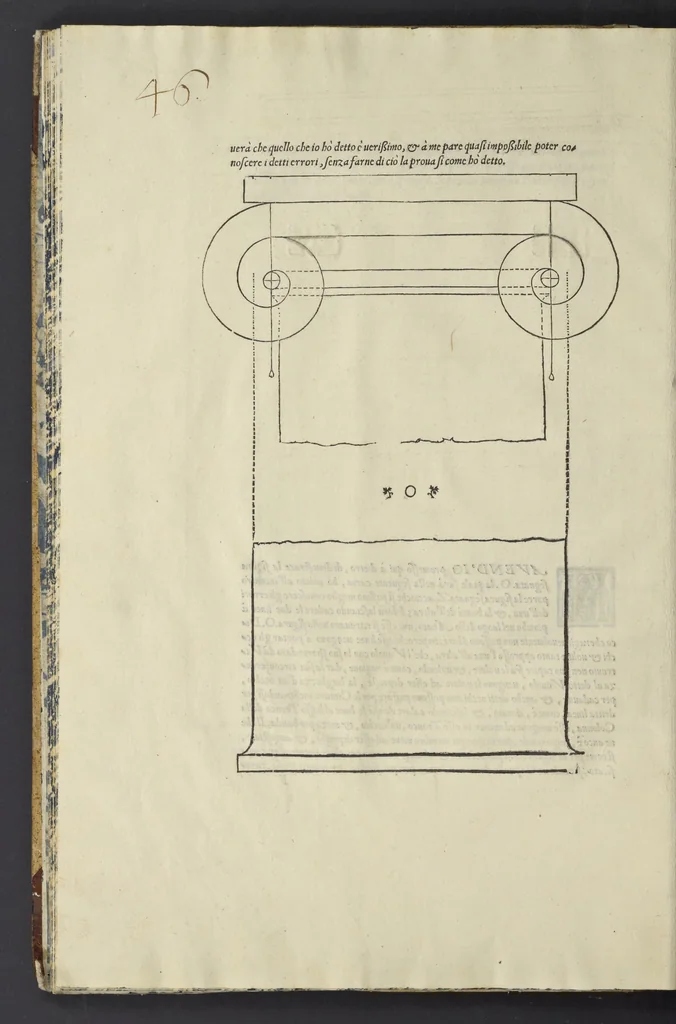 An illustration from Gli oscvri et dificili passi dell'opera ionica di Vitrvvio, 1558, leaf 51