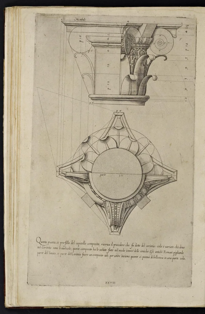 An illustration from Regola delli cinque ordini d' architettura, 1607, leaf 61