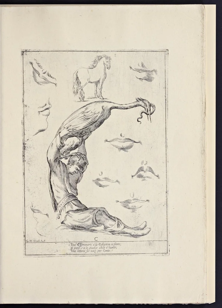 An illustration from Alfabeto in sogno : esemplare per disegnare, 1683, leaf 10