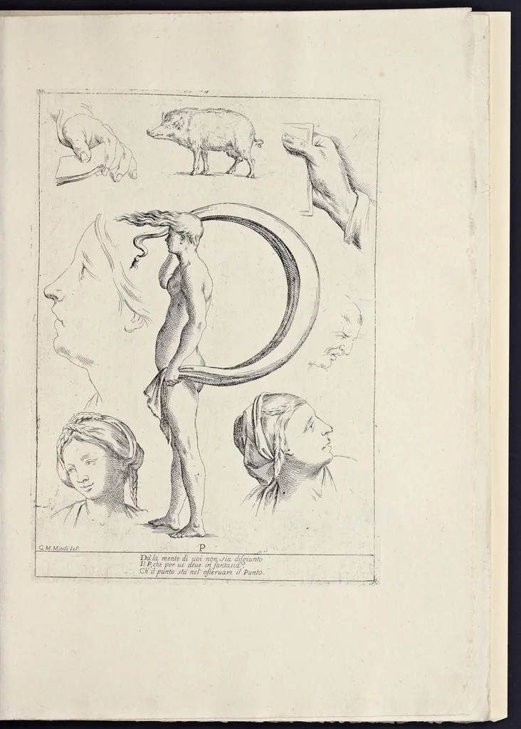 An illustration from Alfabeto in sogno : esemplare per disegnare, 1683, leaf 34