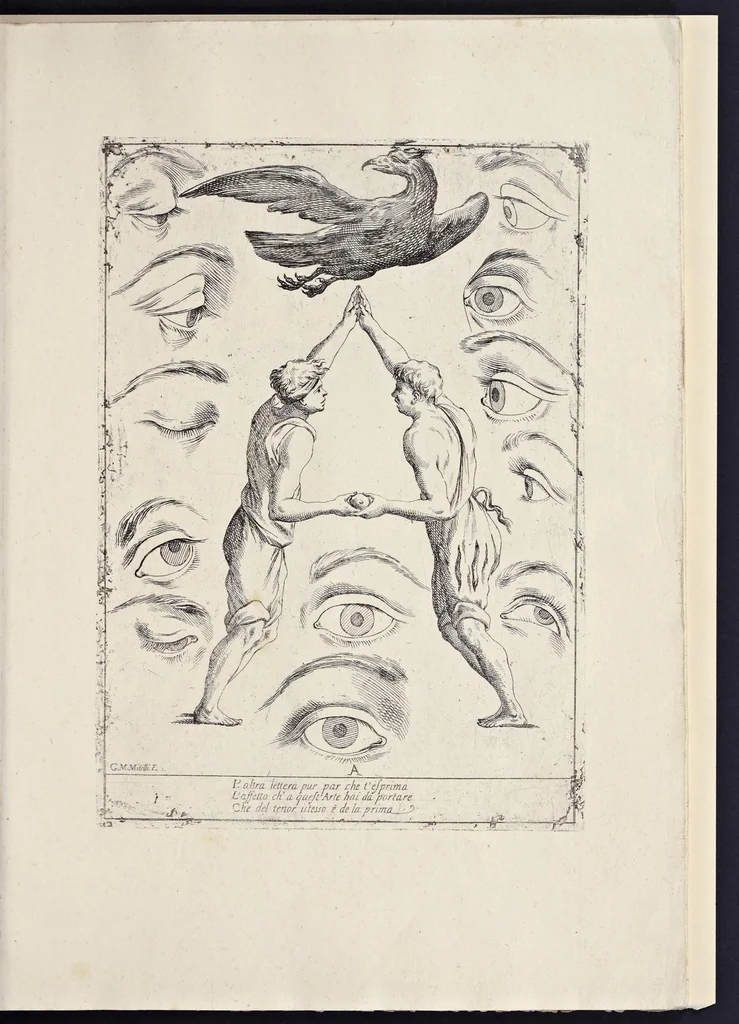 An illustration from Alfabeto in sogno : esemplare per disegnare, 1683, leaf 6