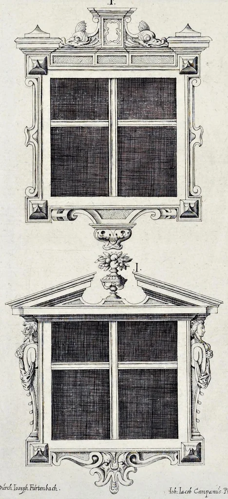 An illustration from Architectura privata, das ist, Gründtliche Beschreibung, neben conterfetischer Vorstellung, inn was Form vnd Manier ein gar irregular, burgerliches Wohnhaus, jedoch mit seinem sehr guten Commoditeten erbawet, darbey ein Rüst vnd Kunst Kammer auffgericht, ingleichem mit Garten, Blumen, Wasser, neben einem Grottenwercklin versehen, vnnd also schon zu gutem Ende ist gebracht worden : darbey ... zu erlehrnen in was Gestalt man die Berlemuttere Meer-Schnecken, neben denselben Muscheln, sowol auch die CorallenZincken palliren, vnd das beste Kitt zu verfertigung der Grotten zubereiten solle ..., 1641, leaf 33