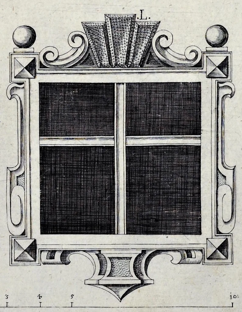 An illustration from Architectura privata, das ist, Gründtliche Beschreibung, neben conterfetischer Vorstellung, inn was Form vnd Manier ein gar irregular, burgerliches Wohnhaus, jedoch mit seinem sehr guten Commoditeten erbawet, darbey ein Rüst vnd Kunst Kammer auffgericht, ingleichem mit Garten, Blumen, Wasser, neben einem Grottenwercklin versehen, vnnd also schon zu gutem Ende ist gebracht worden : darbey ... zu erlehrnen in was Gestalt man die Berlemuttere Meer-Schnecken, neben denselben Muscheln, sowol auch die CorallenZincken palliren, vnd das beste Kitt zu verfertigung der Grotten zubereiten solle ..., 1641, leaf 34