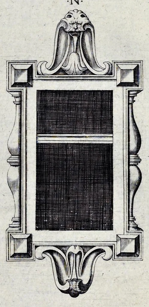 An illustration from Architectura privata, das ist, Gründtliche Beschreibung, neben conterfetischer Vorstellung, inn was Form vnd Manier ein gar irregular, burgerliches Wohnhaus, jedoch mit seinem sehr guten Commoditeten erbawet, darbey ein Rüst vnd Kunst Kammer auffgericht, ingleichem mit Garten, Blumen, Wasser, neben einem Grottenwercklin versehen, vnnd also schon zu gutem Ende ist gebracht worden : darbey ... zu erlehrnen in was Gestalt man die Berlemuttere Meer-Schnecken, neben denselben Muscheln, sowol auch die CorallenZincken palliren, vnd das beste Kitt zu verfertigung der Grotten zubereiten solle ..., 1641, leaf 38