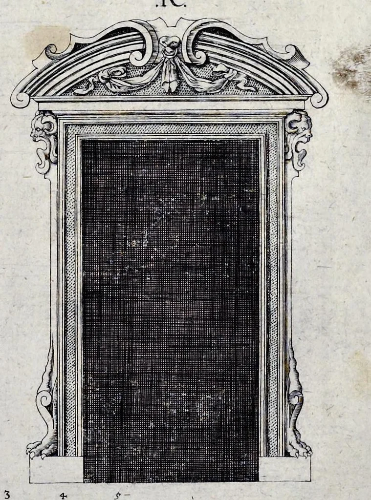 An illustration from Architectura privata, das ist, Gründtliche Beschreibung, neben conterfetischer Vorstellung, inn was Form vnd Manier ein gar irregular, burgerliches Wohnhaus, jedoch mit seinem sehr guten Commoditeten erbawet, darbey ein Rüst vnd Kunst Kammer auffgericht, ingleichem mit Garten, Blumen, Wasser, neben einem Grottenwercklin versehen, vnnd also schon zu gutem Ende ist gebracht worden : darbey ... zu erlehrnen in was Gestalt man die Berlemuttere Meer-Schnecken, neben denselben Muscheln, sowol auch die CorallenZincken palliren, vnd das beste Kitt zu verfertigung der Grotten zubereiten solle ..., 1641, leaf 38