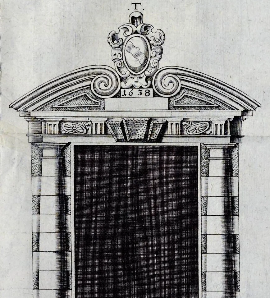 An illustration from Architectura privata, das ist, Gründtliche Beschreibung, neben conterfetischer Vorstellung, inn was Form vnd Manier ein gar irregular, burgerliches Wohnhaus, jedoch mit seinem sehr guten Commoditeten erbawet, darbey ein Rüst vnd Kunst Kammer auffgericht, ingleichem mit Garten, Blumen, Wasser, neben einem Grottenwercklin versehen, vnnd also schon zu gutem Ende ist gebracht worden : darbey ... zu erlehrnen in was Gestalt man die Berlemuttere Meer-Schnecken, neben denselben Muscheln, sowol auch die CorallenZincken palliren, vnd das beste Kitt zu verfertigung der Grotten zubereiten solle ..., 1641, leaf 40