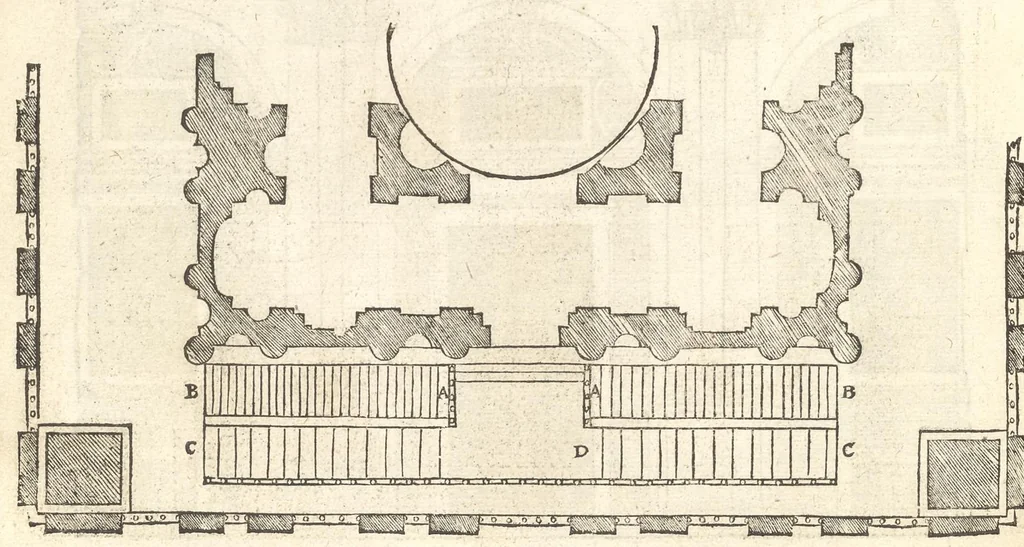 An illustration from Reglen van metselrijen op de vijue manieren van edificien : te wetene Thuscana, Dorica, Corinthia, eñ composita, ende daer by gesedt die exemplen vanden antiquijquen, die in din eeste deel met de leeringe van Vitruvio ouercommen : met noch toeghesedette figuren die inteerste met en waren ende sommige texten, 1549, leaf 109