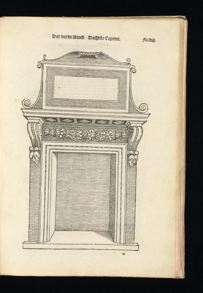 An illustration from Reglen van metselrijen op de vijue manieren van edificien : te wetene Thuscana, Dorica, Corinthia, eñ composita, ende daer by gesedt die exemplen vanden antiquijquen, die in din eeste deel met de leeringe van Vitruvio ouercommen : met noch toeghesedette figuren die inteerste met en waren ende sommige texten, 1549, leaf 114