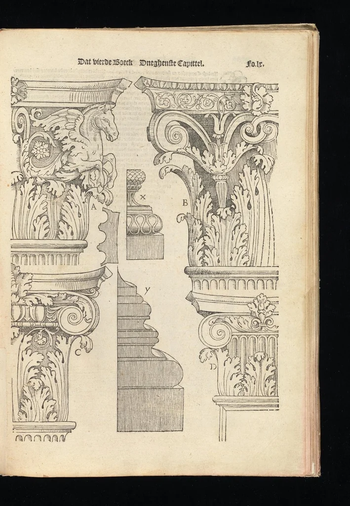 An illustration from Reglen van metselrijen op de vijue manieren van edificien : te wetene Thuscana, Dorica, Corinthia, eñ composita, ende daer by gesedt die exemplen vanden antiquijquen, die in din eeste deel met de leeringe van Vitruvio ouercommen : met noch toeghesedette figuren die inteerste met en waren ende sommige texten, 1549, leaf 120