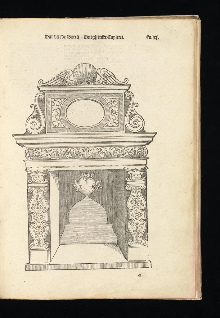 An illustration from Reglen van metselrijen op de vijue manieren van edificien : te wetene Thuscana, Dorica, Corinthia, eñ composita, ende daer by gesedt die exemplen vanden antiquijquen, die in din eeste deel met de leeringe van Vitruvio ouercommen : met noch toeghesedette figuren die inteerste met en waren ende sommige texten, 1549, leaf 122