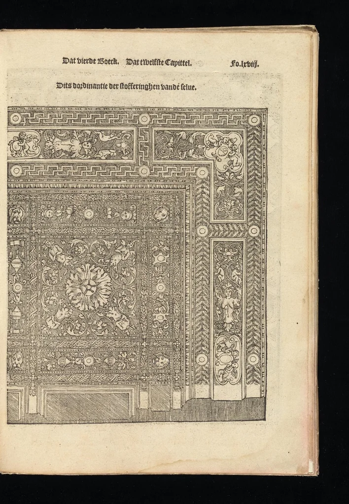 An illustration from Reglen van metselrijen op de vijue manieren van edificien : te wetene Thuscana, Dorica, Corinthia, eñ composita, ende daer by gesedt die exemplen vanden antiquijquen, die in din eeste deel met de leeringe van Vitruvio ouercommen : met noch toeghesedette figuren die inteerste met en waren ende sommige texten, 1549, leaf 136
