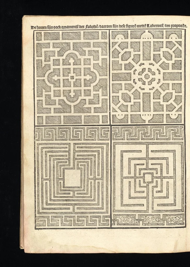 An illustration from Reglen van metselrijen op de vijue manieren van edificien : te wetene Thuscana, Dorica, Corinthia, eñ composita, ende daer by gesedt die exemplen vanden antiquijquen, die in din eeste deel met de leeringe van Vitruvio ouercommen : met noch toeghesedette figuren die inteerste met en waren ende sommige texten, 1549, leaf 139
