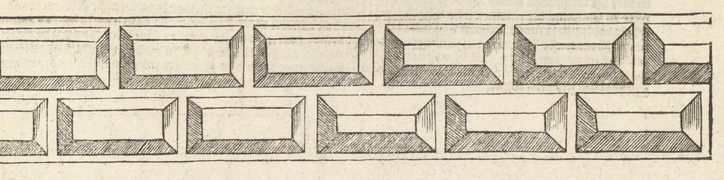 An illustration from Reglen van metselrijen op de vijue manieren van edificien : te wetene Thuscana, Dorica, Corinthia, eñ composita, ende daer by gesedt die exemplen vanden antiquijquen, die in din eeste deel met de leeringe van Vitruvio ouercommen : met noch toeghesedette figuren die inteerste met en waren ende sommige texten, 1549, leaf 30