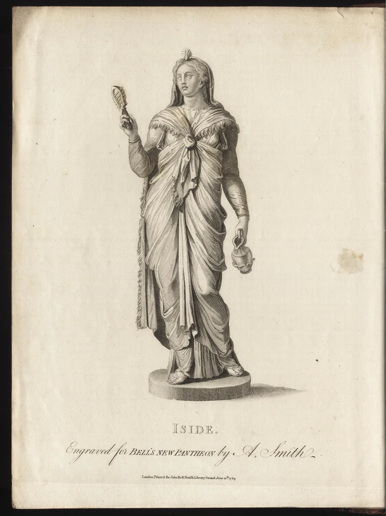An illustration from Bell's New pantheon, or, Historical dictionary of the gods, demi-gods, heroes, and fabulous personages of antiquity : also, of the images and idols adored in the pagan world : together with their temples, priests, altars, oracles, fasts, festivals, games, &c. : as well as descriptions of their figures, representations, and symbols, collected from statues, pictures, coins, and other remains of the ancients : the whole designed to facilitate the study of mythology, history, poetry, painting, statuary, medals, &c. &c. : and compiled from the best authorities : richly embellished with characteristic prints, 1790, leaf 23