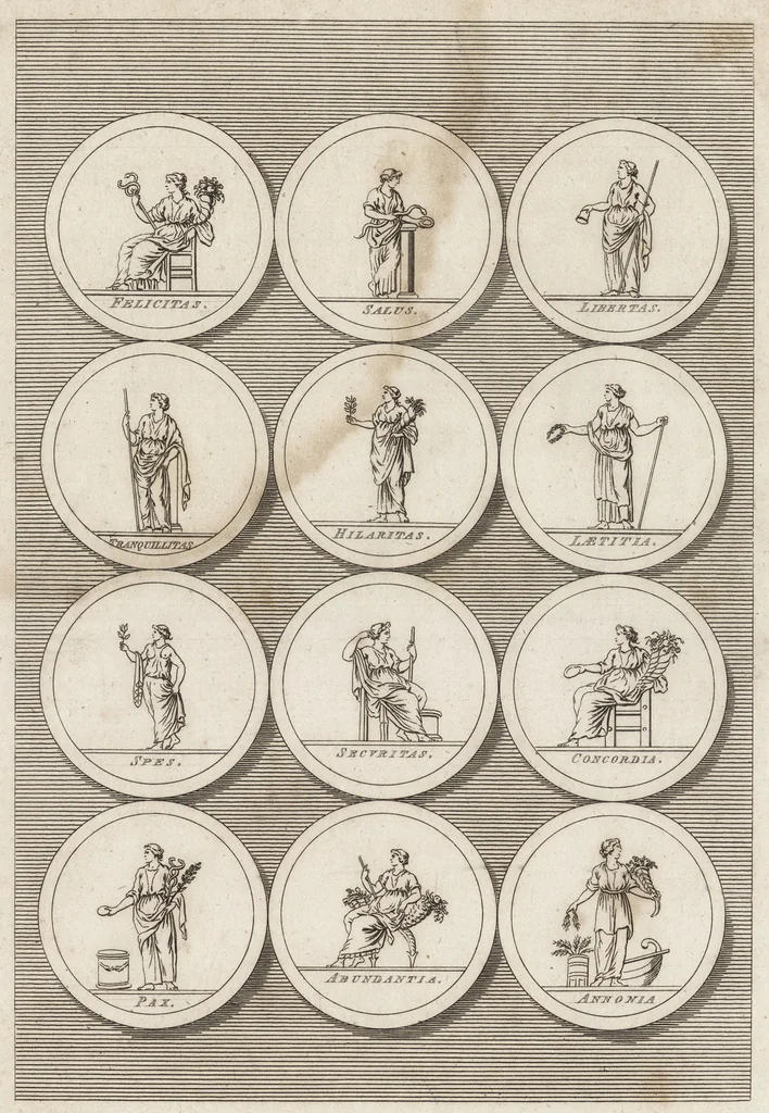 An illustration from Bell's New pantheon, or, Historical dictionary of the gods, demi-gods, heroes, and fabulous personages of antiquity : also, of the images and idols adored in the pagan world : together with their temples, priests, altars, oracles, fasts, festivals, games, &c. : as well as descriptions of their figures, representations, and symbols, collected from statues, pictures, coins, and other remains of the ancients : the whole designed to facilitate the study of mythology, history, poetry, painting, statuary, medals, &c. &c. : and compiled from the best authorities : richly embellished with characteristic prints, 1790, leaf 40