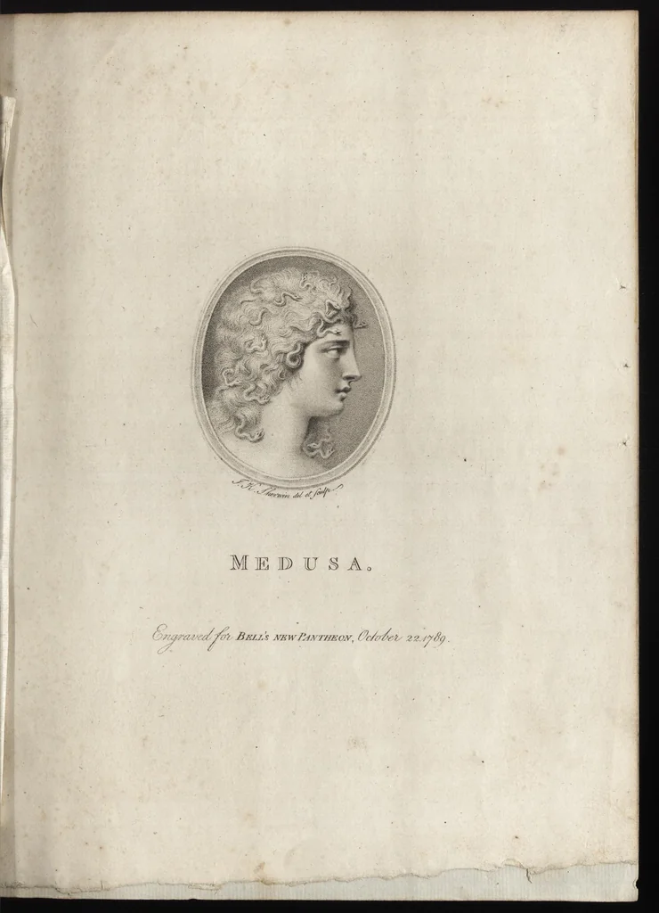 An illustration from Bell's New pantheon, or, Historical dictionary of the gods, demi-gods, heroes, and fabulous personages of antiquity : also, of the images and idols adored in the pagan world : together with their temples, priests, altars, oracles, fasts, festivals, games, &c. : as well as descriptions of their figures, representations, and symbols, collected from statues, pictures, coins, and other remains of the ancients : the whole designed to facilitate the study of mythology, history, poetry, painting, statuary, medals, &c. &c. : and compiled from the best authorities : richly embellished with characteristic prints, 1790, leaf 94