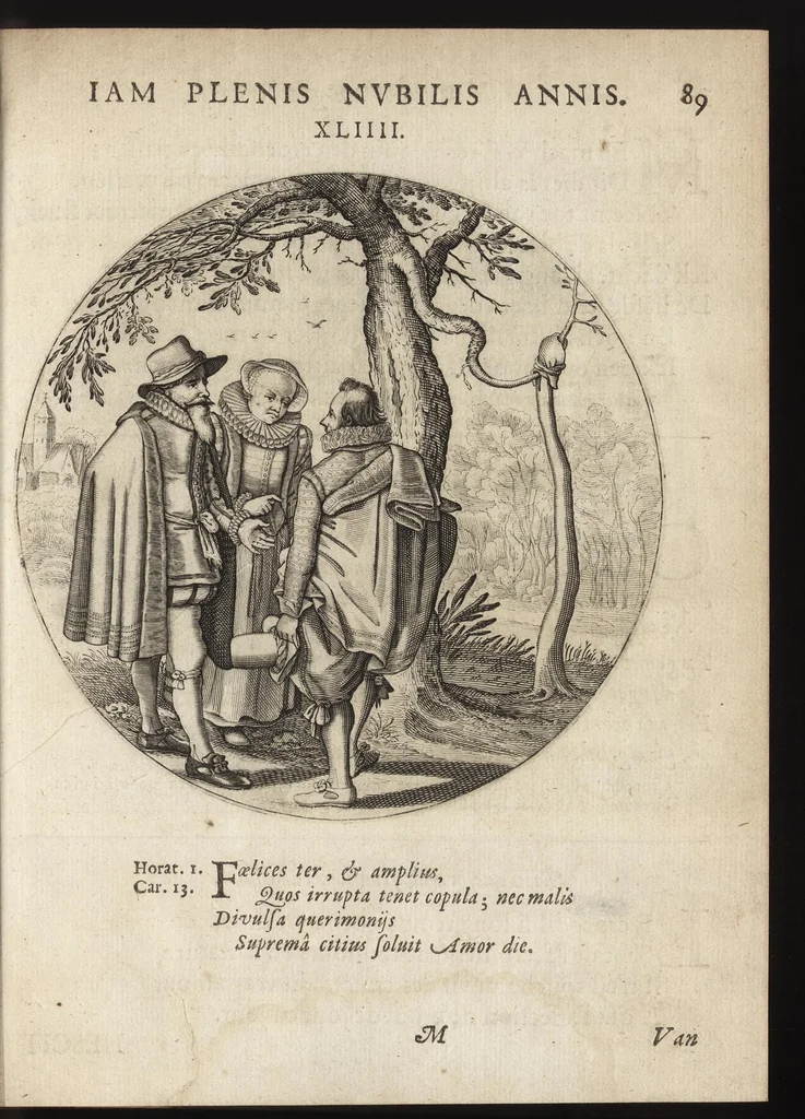 An illustration from Iacobi Catzii I.C. Silenus Alcibiadis, sive Proteus, humanae vitae ideam, emblemate trifariam variato, oculis subjiciens. Iconibus artificiosé in aes incisis, ac trium linguarum explicatione eleganter elustratus, 1619, leaf 130