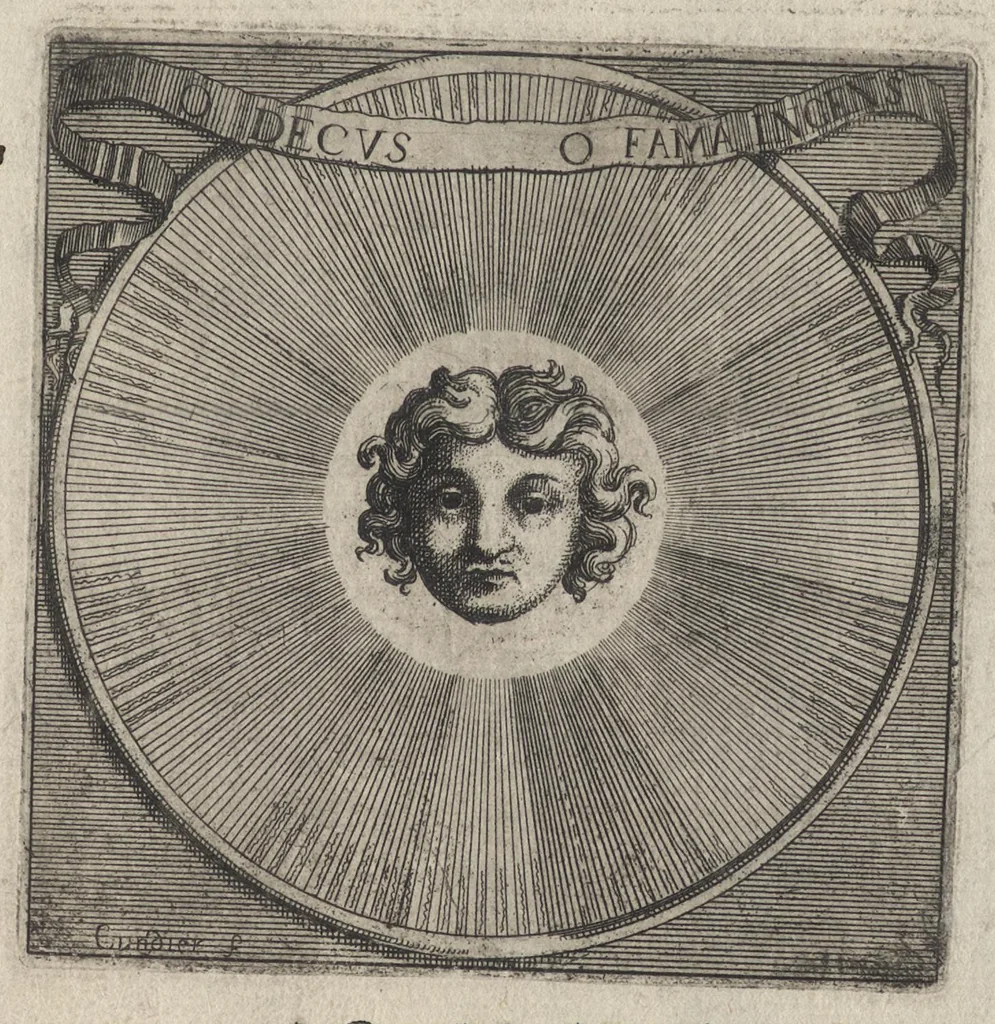 An illustration from Ludovici Magni Galliarvm et Navarræ regis, invicti, triumphantis, et pacifici : elvcvbratio anagrammatica-historica : symbolis illustrata, 1679, leaf 10
