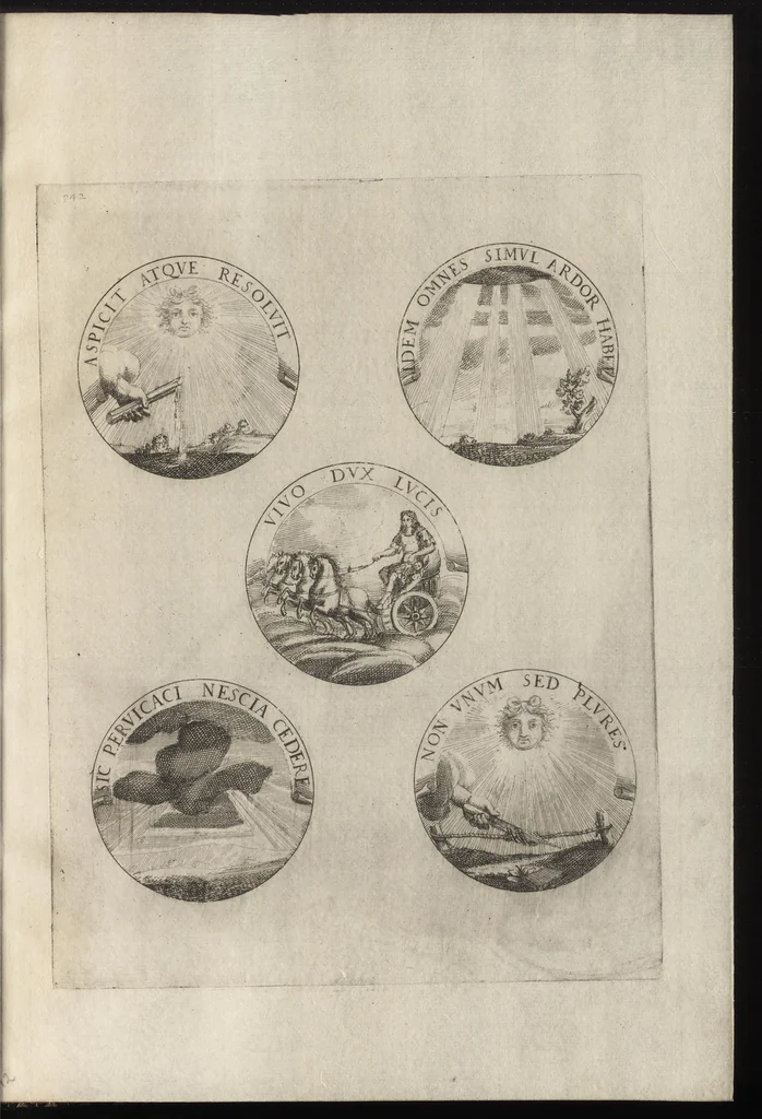An illustration from Ludovici Magni Galliarvm et Navarræ regis, invicti, triumphantis, et pacifici : elvcvbratio anagrammatica-historica : symbolis illustrata, 1679, leaf 76
