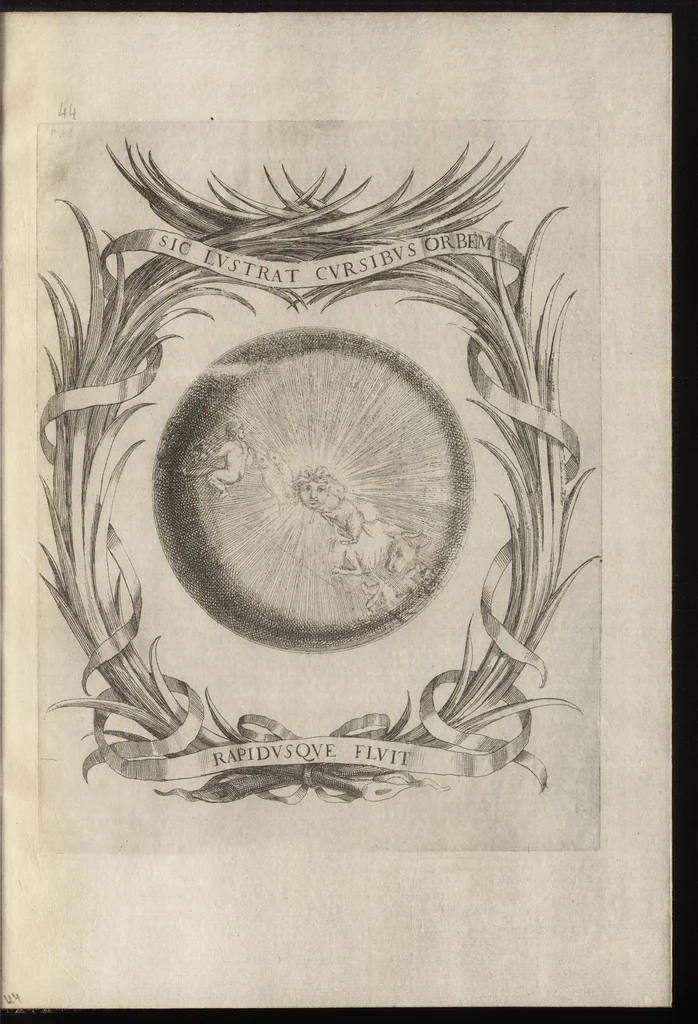 An illustration from Ludovici Magni Galliarvm et Navarræ regis, invicti, triumphantis, et pacifici : elvcvbratio anagrammatica-historica : symbolis illustrata, 1679, leaf 80