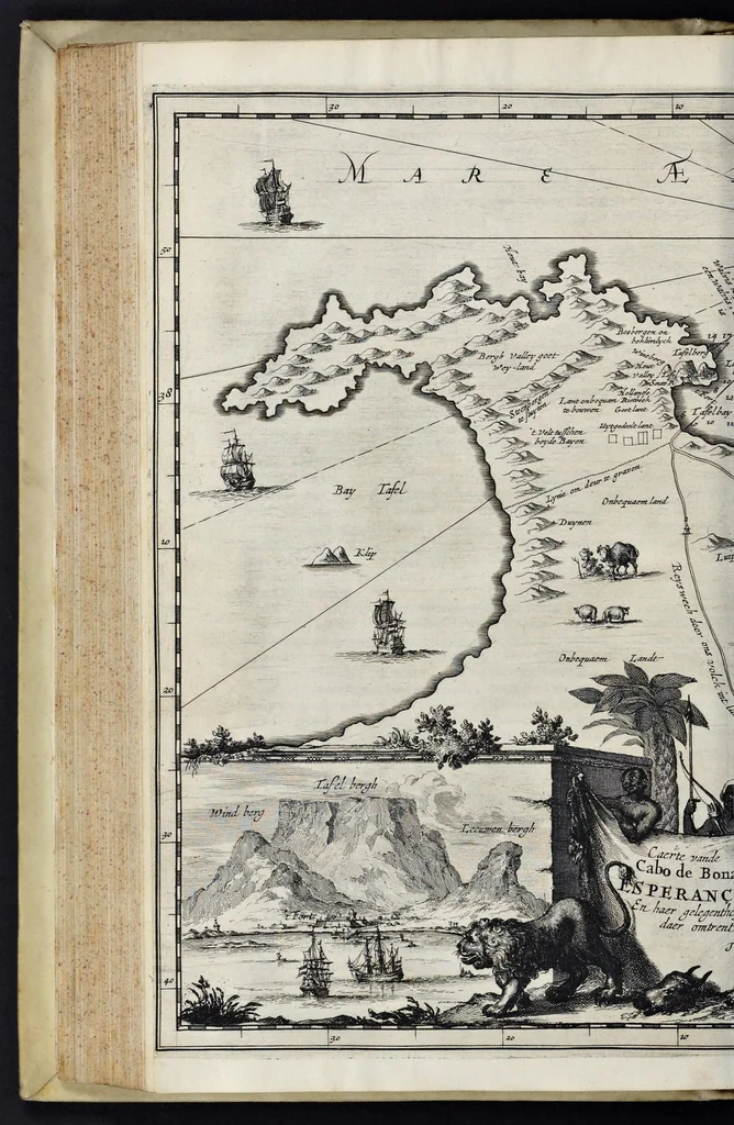 An illustration from Johan Nieuhofs Gedenkweerdige Brasiliaense zee- en lantreize : behelzende alhetgeen op dezelve is voorgevallen : beneffens een bondige beschrijving van gantsch Neerlants Brasil, zoo van lantschappen, steden, dieren, gewassen, als draghten, zeden en godsdienst der inwoonders : en inzonderheit ein wijtloopig verhael der merkwaardigste voorvallen en geschiedenissen, die zich, geduurende zijn negenjarigh verblijf in Brasil, in d'oorlogen en opstant der Portugesen tegen d'onzen, zich sedert het jaer 1640 tot 1649 hebben toegedragen : doorgaens verciert met verscheide afbeeldingen na 't leven aldaer getekent, 1682, leaf 291