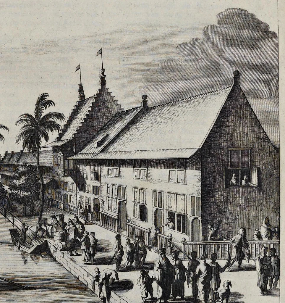 An illustration from Johan Nieuhofs Gedenkweerdige Brasiliaense zee- en lantreize : behelzende alhetgeen op dezelve is voorgevallen : beneffens een bondige beschrijving van gantsch Neerlants Brasil, zoo van lantschappen, steden, dieren, gewassen, als draghten, zeden en godsdienst der inwoonders : en inzonderheit ein wijtloopig verhael der merkwaardigste voorvallen en geschiedenissen, die zich, geduurende zijn negenjarigh verblijf in Brasil, in d'oorlogen en opstant der Portugesen tegen d'onzen, zich sedert het jaer 1640 tot 1649 hebben toegedragen : doorgaens verciert met verscheide afbeeldingen na 't leven aldaer getekent, 1682, leaf 540