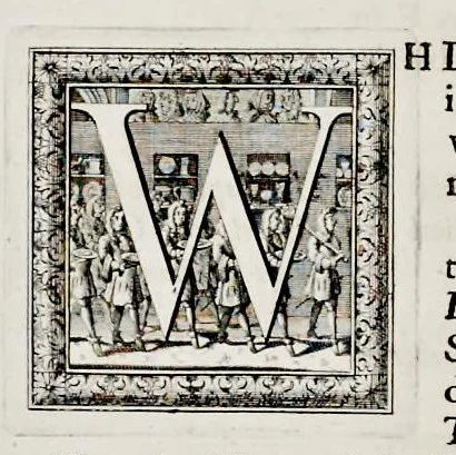 An illustration from The history of the coronation of the most high, most mighty, and most excellent monarch, James II, by the grace of God, king of England, Scotland, France and Ireland, defender of the faith, &c. and of his royal consort Queen Mary : solemnized in the collegiate church of St. Peter in the city of Westminster, on Thursday the 23 of April, being the festival of St. George, in the year of Our Lord 1685 : with an exact account of the several preparations in order thereunto, Their Majesties most splendid processions, and their royal and magnificent feast in Westminster-Hall : the whole work illustrated with sculptures, 1687, leaf 225