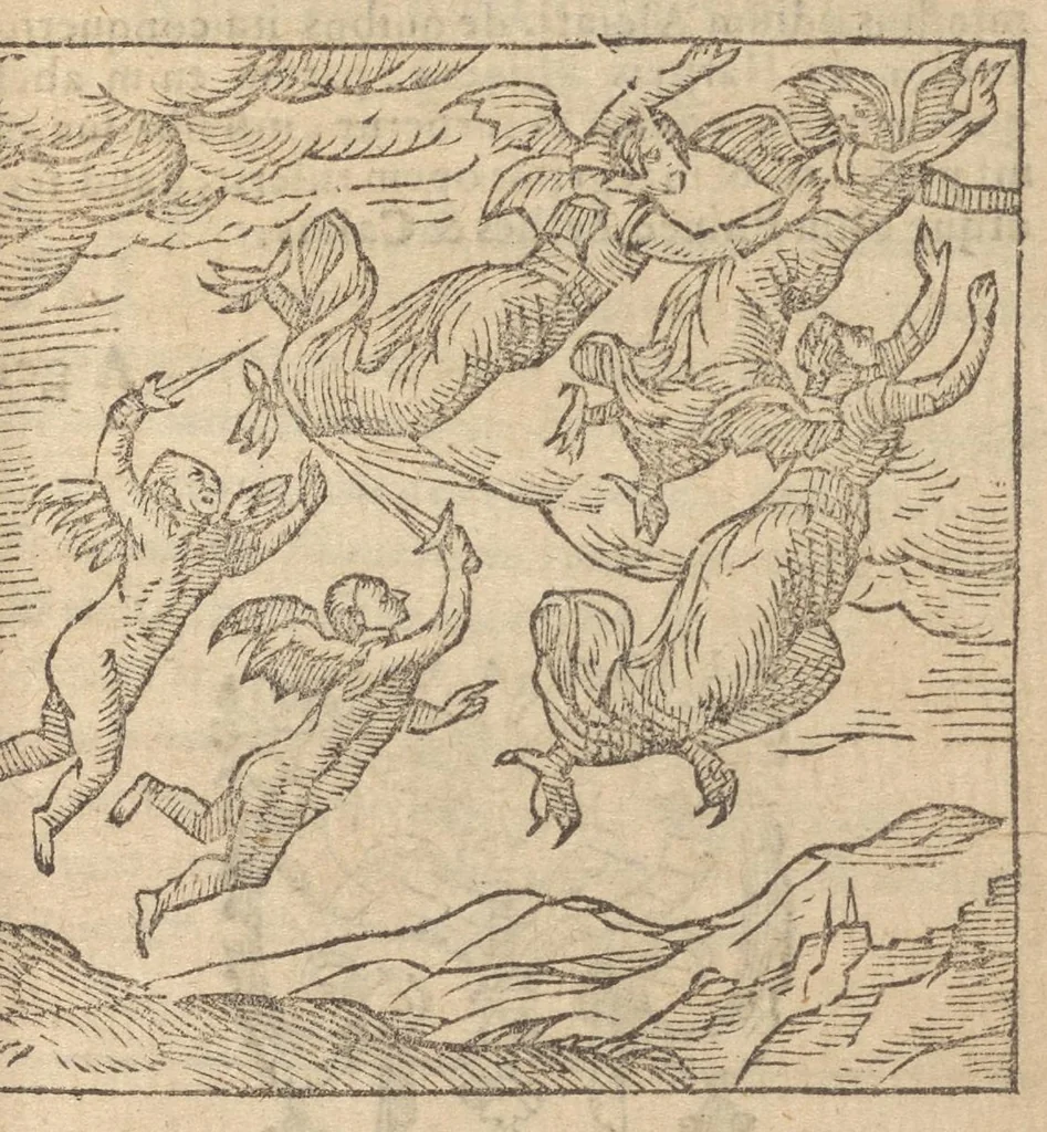 An illustration from Emblemata Andreæ Alciati I. C. clariss. Latinogallica : vnà cum succinctis argumentis, quibus emblematis cuiúsque sententia explicatur, ad calcem Alciati vita = Les emblemes Latin-Francois dv Seigneur Andre Alciat, excellent iurisconsulte, avec argumens succincts pour entendre le sens de chasque embleme, en fin est la vie d'Alcist : la version Françoise non encor veuë cy deuant, 1584, leaf 118