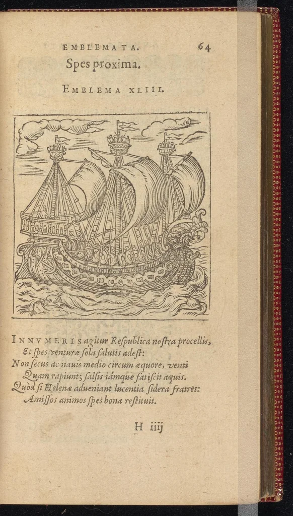 An illustration from Emblemata Andreæ Alciati I. C. clariss. Latinogallica : vnà cum succinctis argumentis, quibus emblematis cuiúsque sententia explicatur, ad calcem Alciati vita = Les emblemes Latin-Francois dv Seigneur Andre Alciat, excellent iurisconsulte, avec argumens succincts pour entendre le sens de chasque embleme, en fin est la vie d'Alcist : la version Françoise non encor veuë cy deuant, 1584, leaf 150