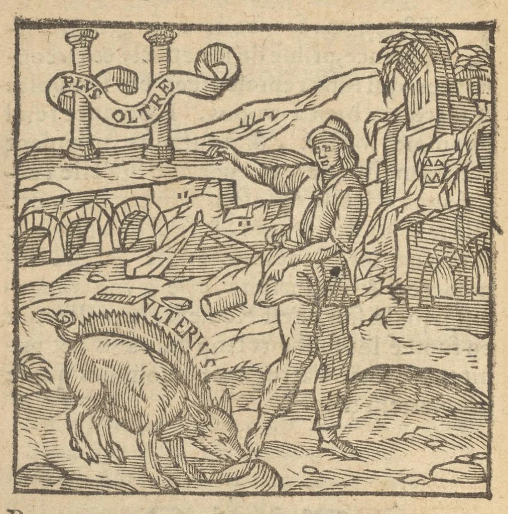 An illustration from Emblemata Andreæ Alciati I. C. clariss. Latinogallica : vnà cum succinctis argumentis, quibus emblematis cuiúsque sententia explicatur, ad calcem Alciati vita = Les emblemes Latin-Francois dv Seigneur Andre Alciat, excellent iurisconsulte, avec argumens succincts pour entendre le sens de chasque embleme, en fin est la vie d'Alcist : la version Françoise non encor veuë cy deuant, 1584, leaf 157
