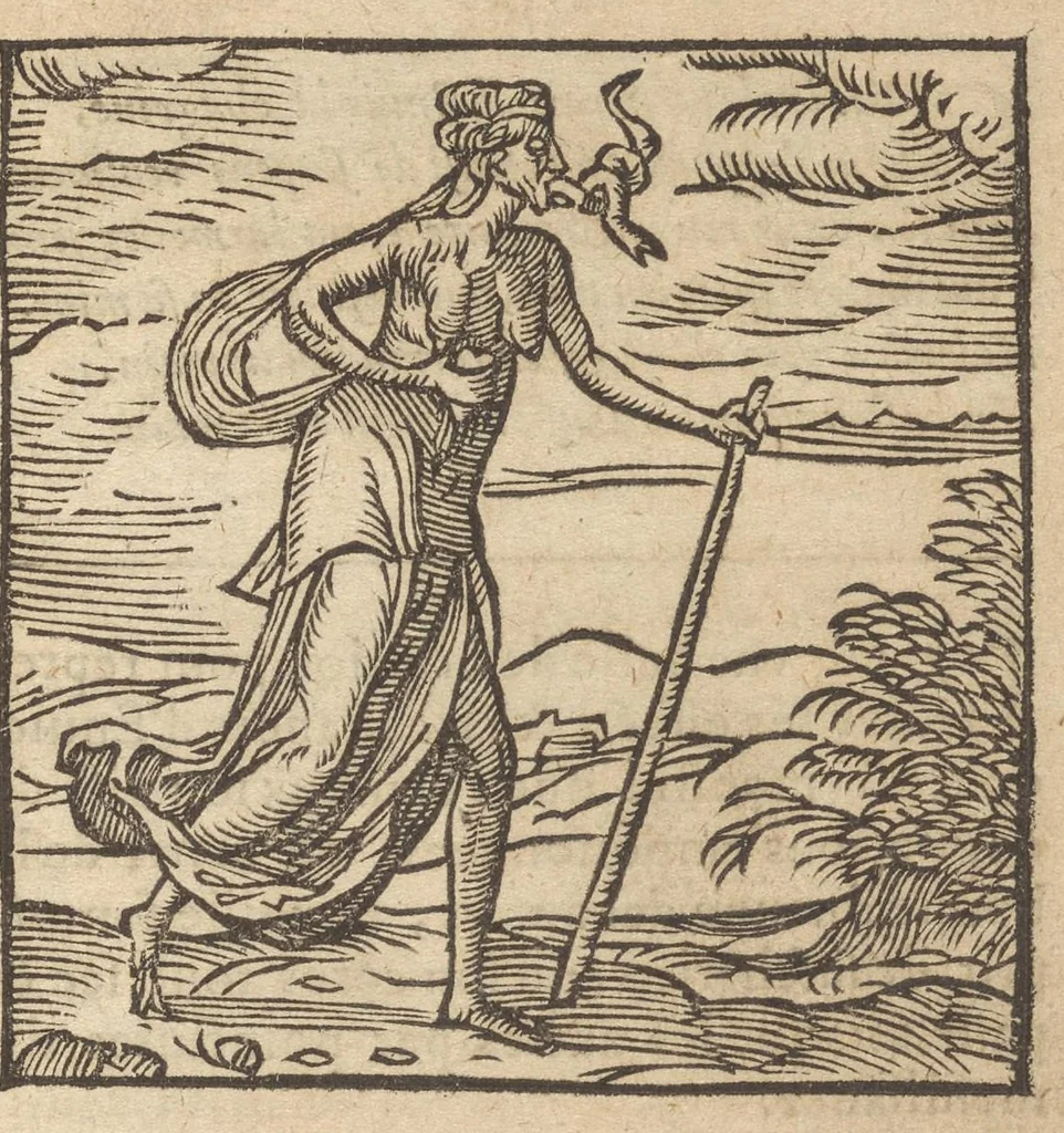 An illustration from Emblemata Andreæ Alciati I. C. clariss. Latinogallica : vnà cum succinctis argumentis, quibus emblematis cuiúsque sententia explicatur, ad calcem Alciati vita = Les emblemes Latin-Francois dv Seigneur Andre Alciat, excellent iurisconsulte, avec argumens succincts pour entendre le sens de chasque embleme, en fin est la vie d'Alcist : la version Françoise non encor veuë cy deuant, 1584, leaf 224