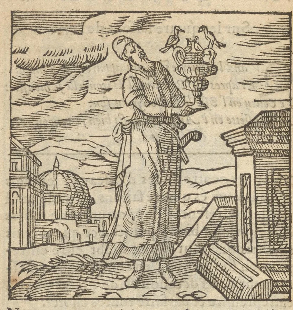An illustration from Emblemata Andreæ Alciati I. C. clariss. Latinogallica : vnà cum succinctis argumentis, quibus emblematis cuiúsque sententia explicatur, ad calcem Alciati vita = Les emblemes Latin-Francois dv Seigneur Andre Alciat, excellent iurisconsulte, avec argumens succincts pour entendre le sens de chasque embleme, en fin est la vie d'Alcist : la version Françoise non encor veuë cy deuant, 1584, leaf 301